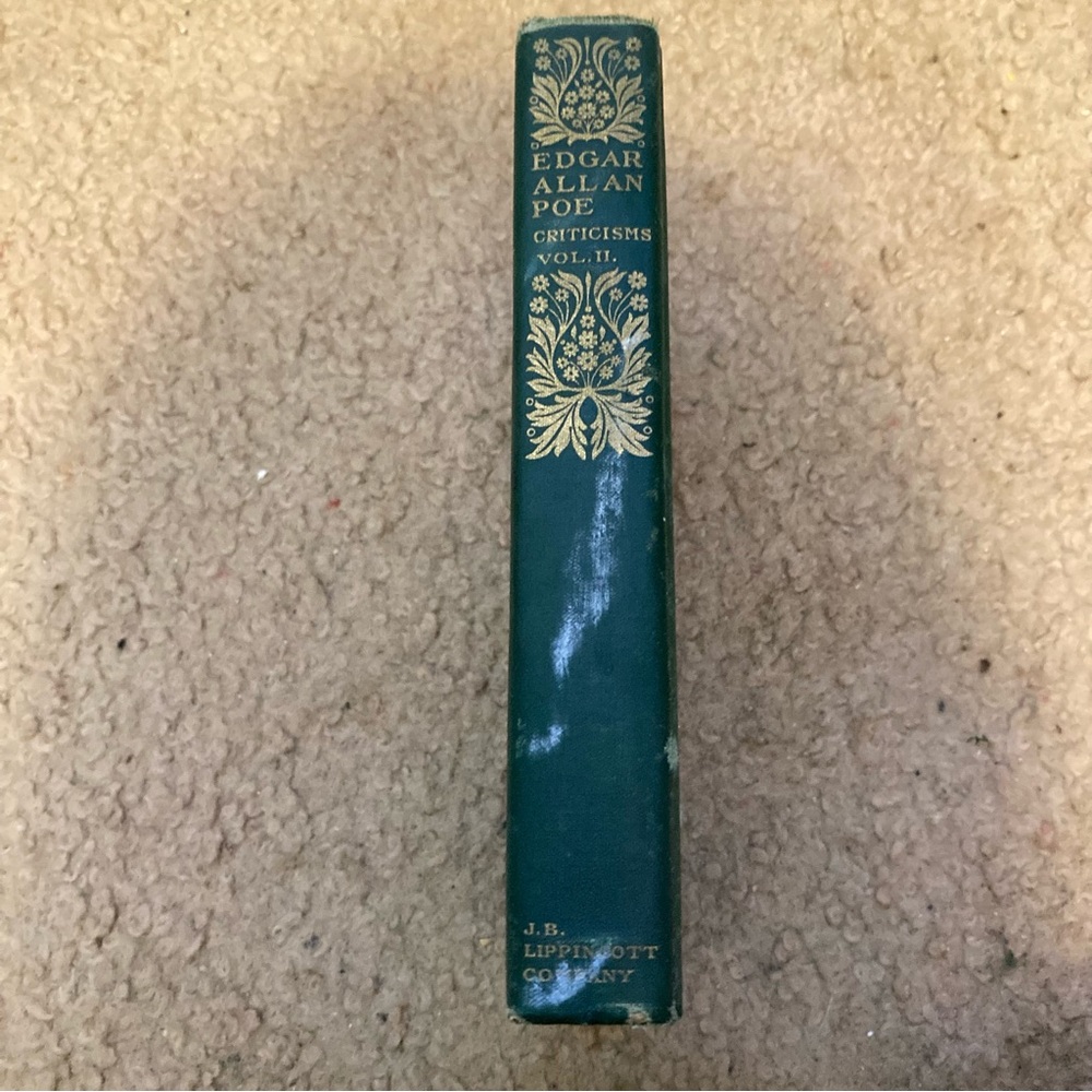 Classic Green Decorative Book Accent - Edgar Allan Poe Criticisms Vol. II